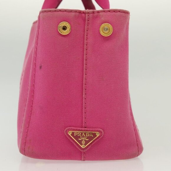 PRADA Canapa PM Hand Bag Canvas Pink Gold Auth bs28699 - Picture 5 of 16